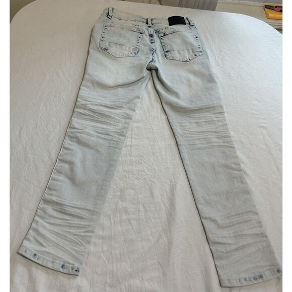 OPS Boys Size 10 Biker Jeans Bleached Blue Side Tape Excellent Adjustable Waist - Picture 2 of 4